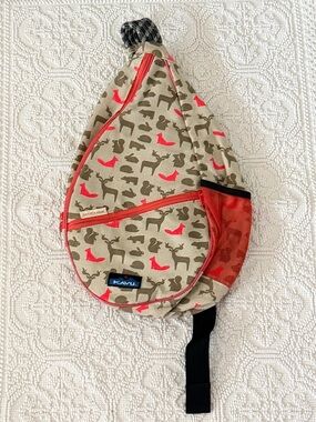 Kavu Rope Sling Bag Shoulder Forest Woodland Animals Fox Deer Rabbit Tan Orange